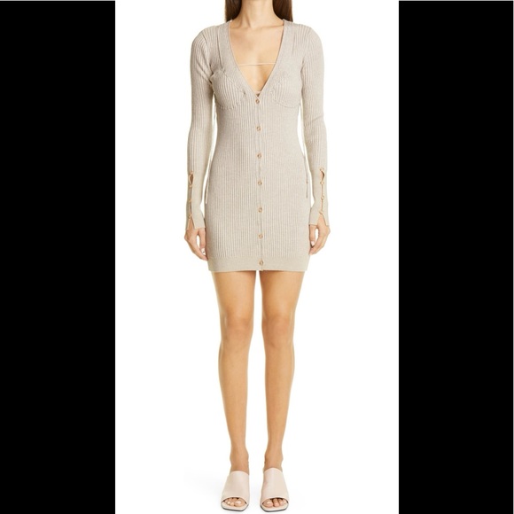 Jacquemus Dresses & Skirts - Lauris Long Sleeve Merino Wool Mini Sweater Dress
JACQUEMUS